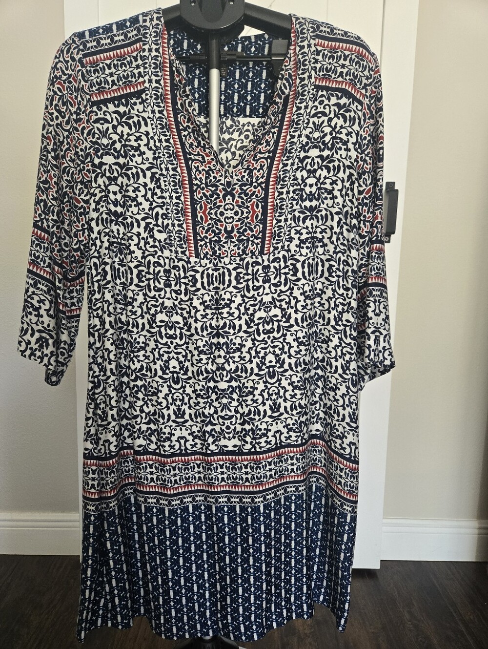 TOMMY BAHAMA Navy/White/Red Shift Dress w/pockets M